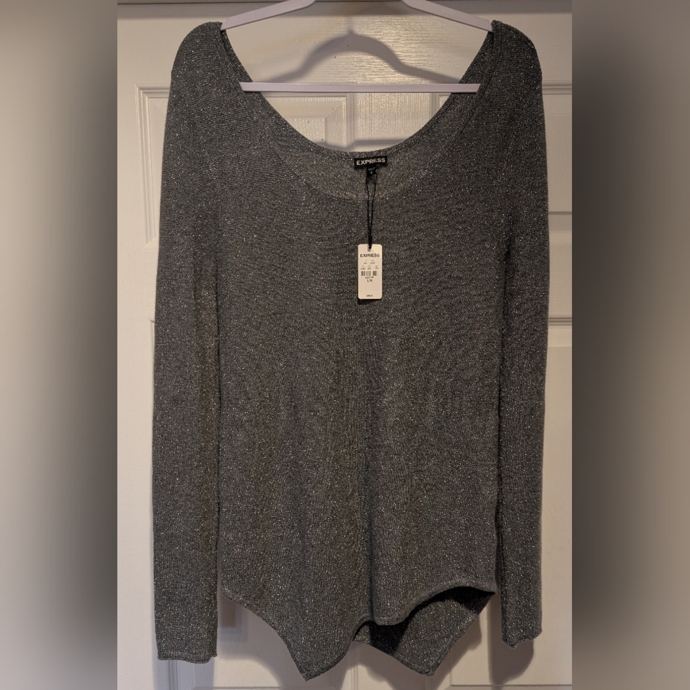 NEW Express $60 Womens Polyester Rayon Nylon Metallic Cashmere Blend Long Sleeve
